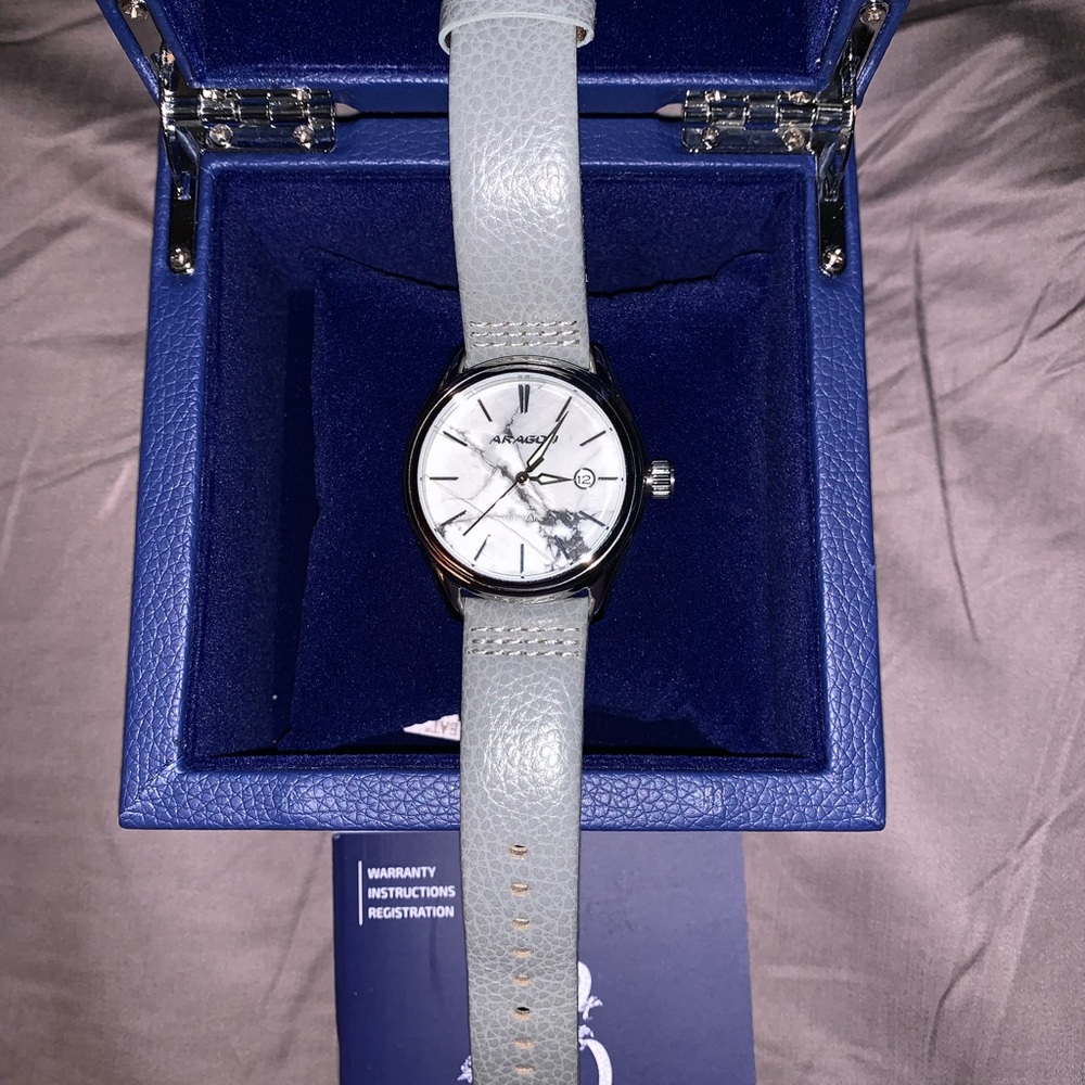 Aragon marbled caprice stone dial automatic watch - Picture 3 of 6
